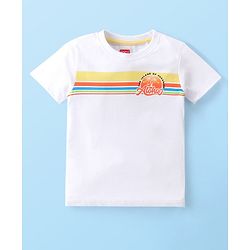 Babyhug Cotton Knit Half Sleeves Striped T-Shirt & Tie-Dye Shorts Set - White