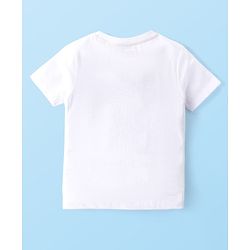 Babyhug Cotton Knit Half Sleeves Striped T-Shirt & Tie-Dye Shorts Set - White