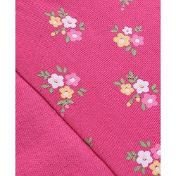 Babyhug Cotton Knit Floral Printed Caps Pack of 2 - Dark Pink and White