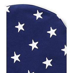 Babyhug 100% Cotton Interlock Knit Cap Mitten & Booties with Star Print - Navy Blue