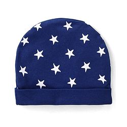 Babyhug 100% Cotton Interlock Knit Cap Mitten & Booties with Star Print - Navy Blue