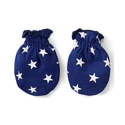 Babyhug 100% Cotton Interlock Knit Cap Mitten & Booties with Star Print - Navy Blue