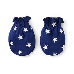 Babyhug 100% Cotton Interlock Knit Cap Mitten & Booties with Star Print - Navy Blue