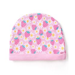 Babyhug 100% Cotton Knit Floral Printed  Cap Mittens & Booties Set - Pink