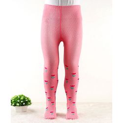 Cute Walk by Babyhug Antibacterial Footie Tights with Floral Design - Pink