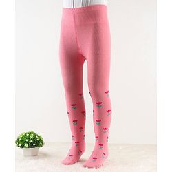 Cute Walk by Babyhug Antibacterial Footie Tights with Floral Design - Pink