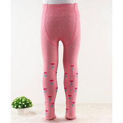 Cute Walk by Babyhug Antibacterial Footie Tights with Floral Design - Pink