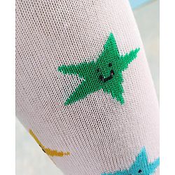 Cute Walk by Babyhug Knit Antibacterial Footed Tights Star Design - White