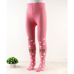 Cute Walk by Babyhug Antibacterial Footie Tights with Bear Design - Pink