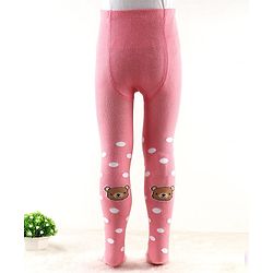 Cute Walk by Babyhug Antibacterial Footie Tights with Bear Design - Pink