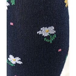 Cute Walk by Babyhug Antibacterial Footie Tights with Floral Design - Navy Blue