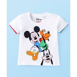 Babyhug Disney  Half Sleeves T-shirt With Mickey Mouse Graphics - White