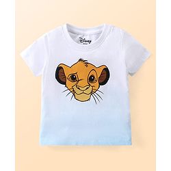 Babyhug Disney Single Jersey Knit Half Sleeves T-Shirt with The Lion King Print and Ombre effect - White