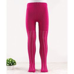 Cute Walk by Babyhug Knit Antibacterial Footed Tights Cable Knit Design - Pink