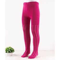 Cute Walk by Babyhug Knit Antibacterial Footed Tights Cable Knit Design - Pink