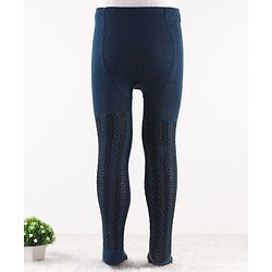 Cute Walk by Babyhug Knit Antibacterial Footed Tights Cable Knit Design - Navy Blue