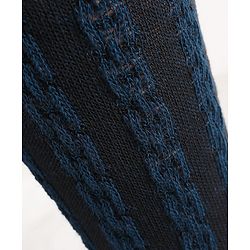 Cute Walk by Babyhug Knit Antibacterial Footed Tights Cable Knit Design - Navy Blue