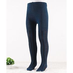 Cute Walk by Babyhug Knit Antibacterial Footed Tights Cable Knit Design - Navy Blue