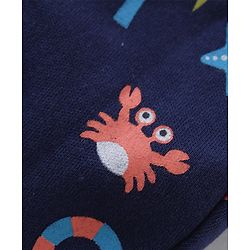 Babyhug 100% Cotton Interlock Knit Beach Theme Printed Mittens & Booties Set - Navy