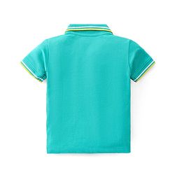 Babyhug Single Jersey Knit Dungaree and Half Sleeves Solid Color T-Shirt Set - Green Blue & White