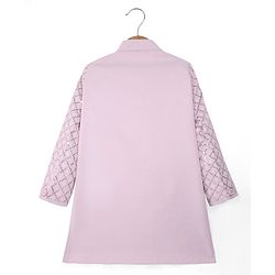 Babyhug Woven Full Sleeves Sequined Floral Embroidered Kurta Pyjama Sherwani Set - Pink
