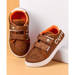 Cute Walk by Babyhug Casual Shoes With Velcro Closure Text Print - Brown