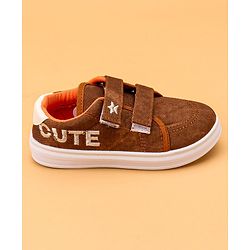 Cute Walk by Babyhug Casual Shoes With Velcro Closure Text Print - Brown
