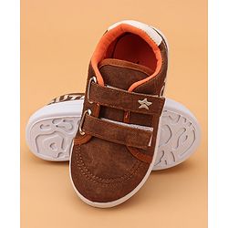 Cute Walk by Babyhug Solid Casual Shoes with Velcro Closure - Brown