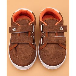 Cute Walk by Babyhug Solid Casual Shoes with Velcro Closure - Brown