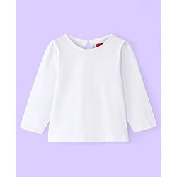 Babyhug Cotton Knit Full Sleeves Top with Frock Floral Embroidery - Blue