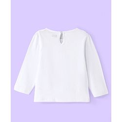 Babyhug Cotton Knit Full Sleeves Top with Frock Floral Embroidery - Blue