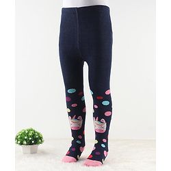 Cute Walk by Babyhug Antibacterial Footie Tights with Unicorn Design - Navy