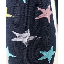 Cute Walk by Babyhug Antibacterial Footie Tights with Star   Design - Navy Blue