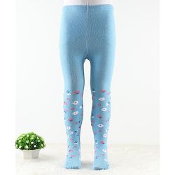Cute Walk by Babyhug Antibacterial Footie Tights with Floral Design - Sky Blue