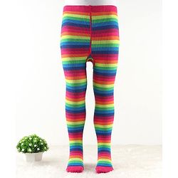 Cute Walk by Babyhug Antibacterial Footie Tights with Striped Design - Pink