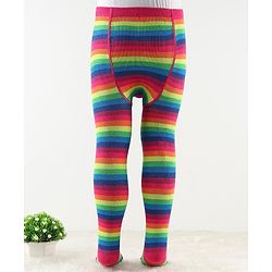 Cute Walk by Babyhug Antibacterial Footie Tights with Striped Design - Pink
