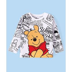 Babyhug Disney Cotton Knit Full Sleeve T-Shirt With Winnie the Pooh Print - White