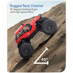 Babyhug Off Roader 1:18 Four Funtions Red Rechargeable Rock Crawler RC Car|Big Rubber Wheels|Range Upto 70 Ft.|Shock Absorbers|BIS certified|Gifting Toy