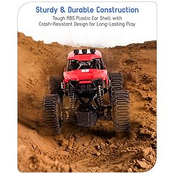 Babyhug Off Roader 1:18 Four Funtions Red Rechargeable Rock Crawler RC Car|Big Rubber Wheels|Range Upto 70 Ft.|Shock Absorbers|BIS certified|Gifting Toy