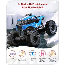 Babyhug Off Roader 1:18 Four Funtions Red Rechargeable Rock Crawler RC Car|Big Rubber Wheels|Range Upto 70 Ft.|Shock Absorbers|BIS certified|Gifting Toy