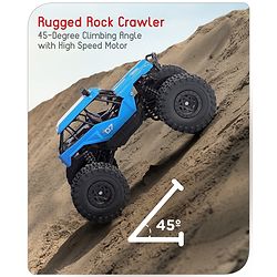 Babyhug Off Roader 1:18 Four Funtions Red Rechargeable Rock Crawler RC Car|Big Rubber Wheels|Range Upto 70 Ft.|Shock Absorbers|BIS certified|Gifting Toy