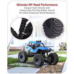 Babyhug Off Roader 1:18 Four Funtions Red Rechargeable Rock Crawler RC Car|Big Rubber Wheels|Range Upto 70 Ft.|Shock Absorbers|BIS certified|Gifting Toy