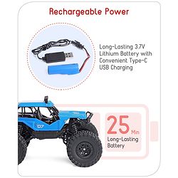 Babyhug Off Roader 1:18 Four Funtions Red Rechargeable Rock Crawler RC Car|Big Rubber Wheels|Range Upto 70 Ft.|Shock Absorbers|BIS certified|Gifting Toy