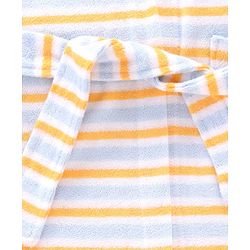 Babyhug Cotton Knit Full Sleeves Striped Bathrobe with Hood - Multicolor