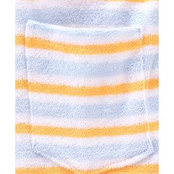 Babyhug Cotton Knit Full Sleeves Striped Bathrobe with Hood - Multicolor