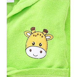 Babyhug Full Sleeves Cotton Knit Bathrobe with Hood Tiger Embroidery with Pocket - Green