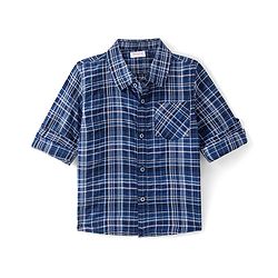Babyhug Cotton Woven Full Sleeves Checkered Shirt - Blue