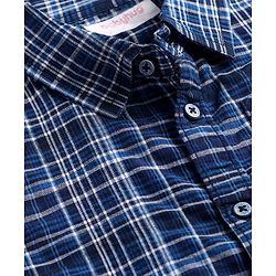 Babyhug Cotton Woven Full Sleeves Checkered Shirt - Blue
