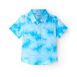 Babyhug Cotton Woven Half Sleeves Tie Dye Shirt - Blue