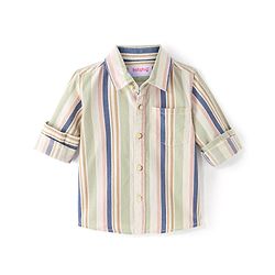 Babyhug Cotton corduroy Woven Full Sleeves Checks Shirt - Green & White